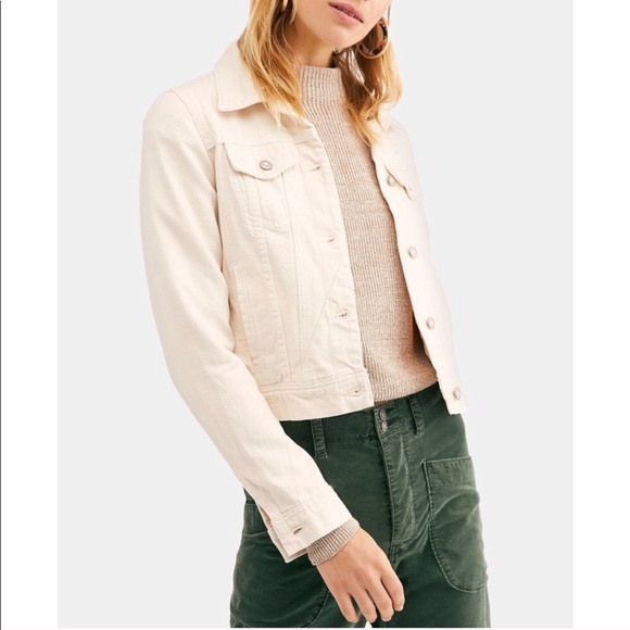 Free People Rumor Ivory Denim Jacket - Size S - Picture 1 of 10